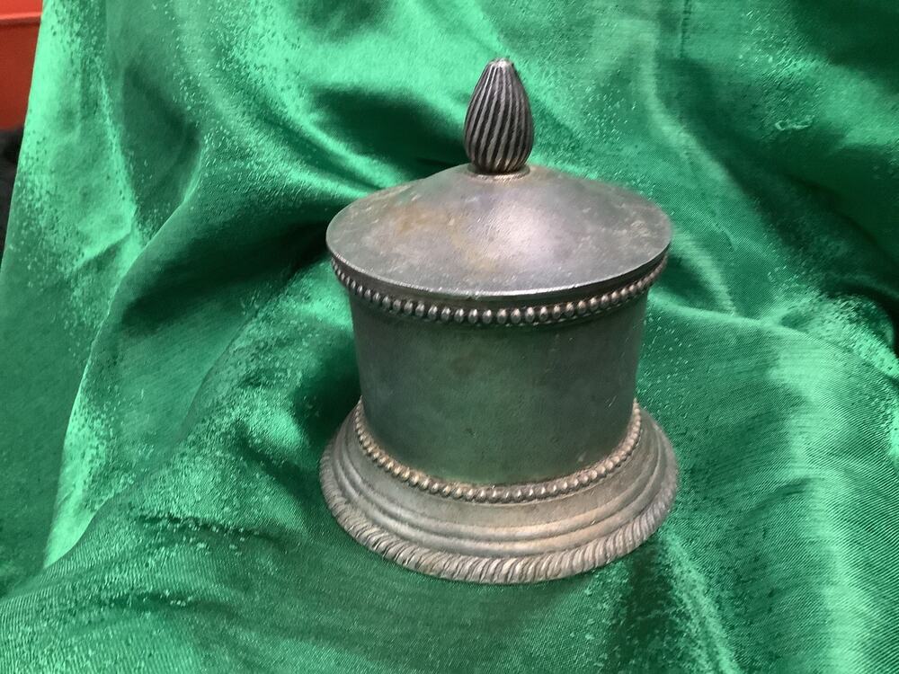 Vintage Solid Cast Brass Handcrafted Lidded Jar